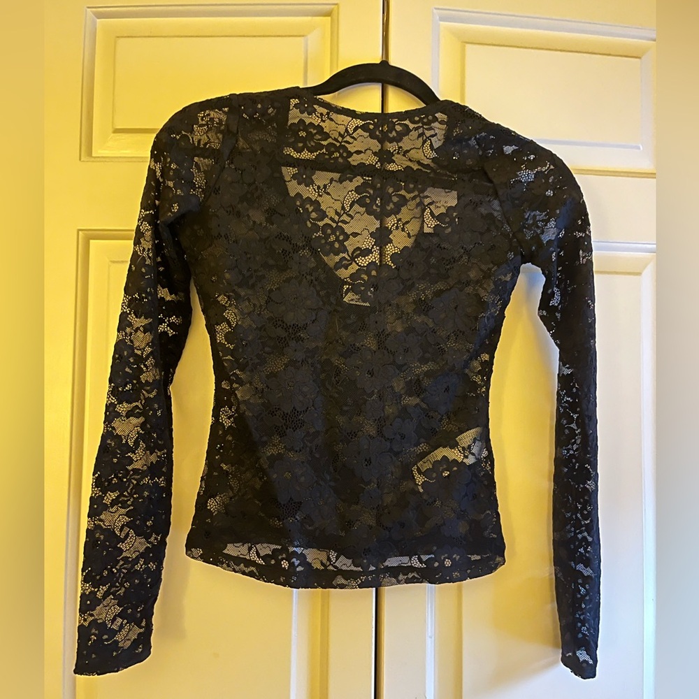 Abercrombie & Fitch Lace Scoopneck Top - Black XXS